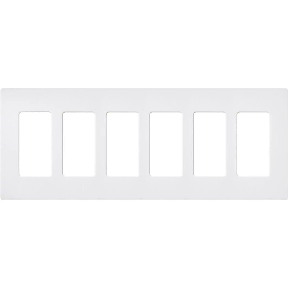 Lutron Claro 6 Gang Wall Plate for Decorator-Style Dimmers, Switches, and Outlets, Satin Finish, SC-6-SW, Snow White
