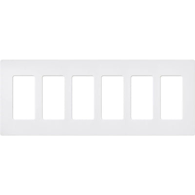 Lutron Claro 6 Gang Wall Plate for Decorator-Style Dimmers, Switches, and Outlets, Satin Finish, SC-6-SW, Snow White