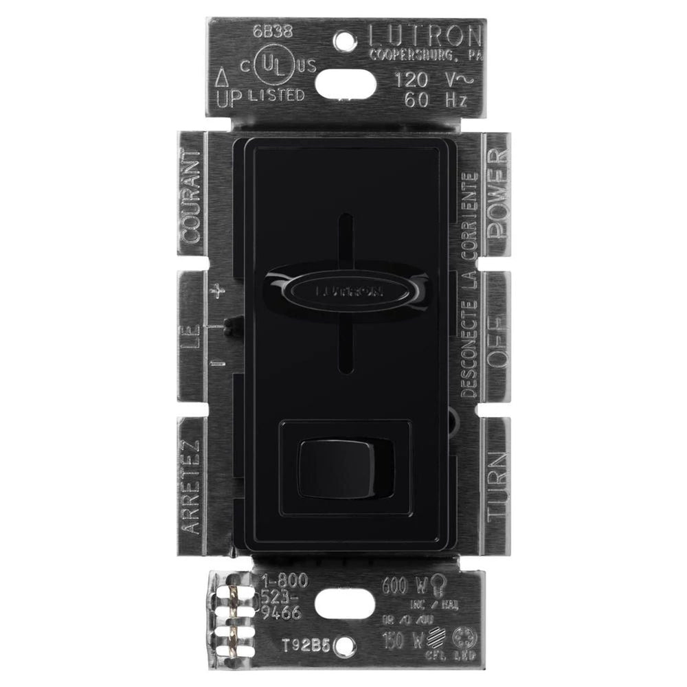 Lutron Skylark LED+ Dimmer Switch, No Neutral Required, 150W LED or 600W Inc/Hal, 120V, Single Pole/3-Way, SCL-153P-BL, Black