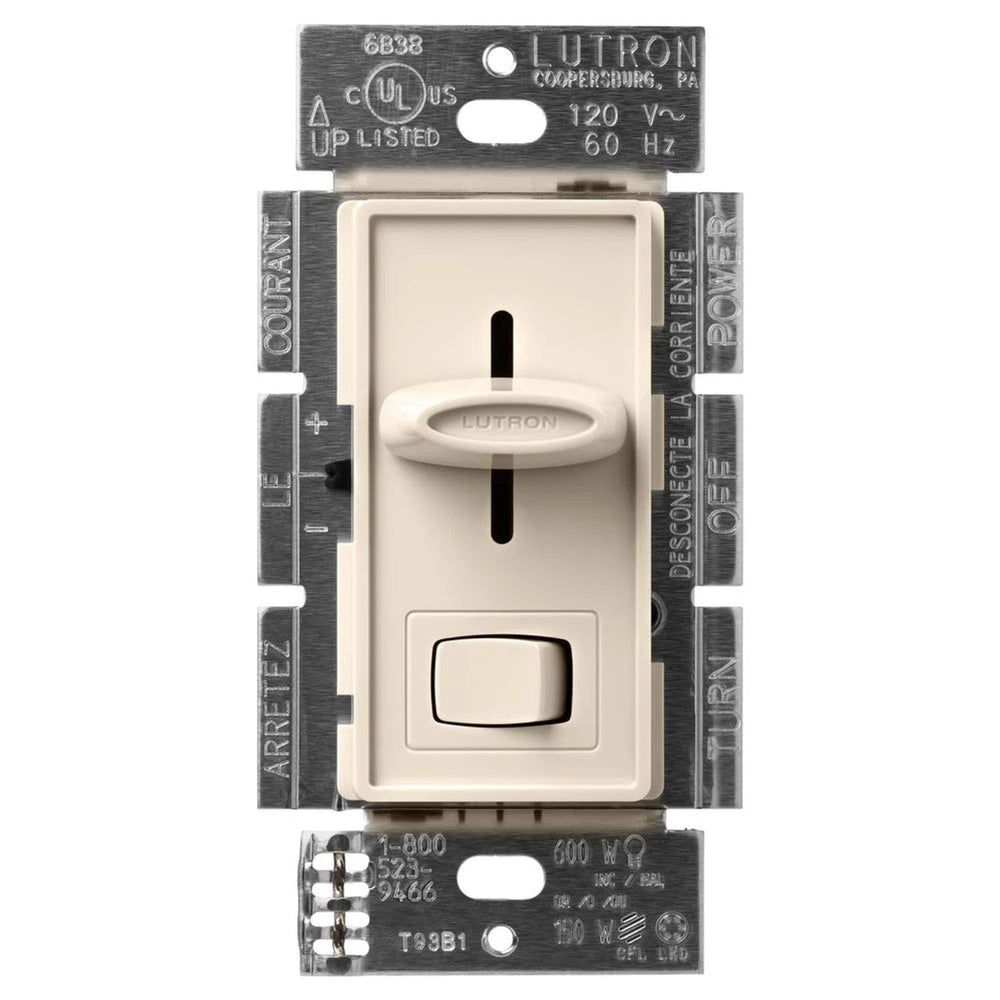 Lutron Skylark LED+ Dimmer Switch, No Neutral Required, 150W LED or 600W Inc/Hal, 120V, Single Pole/3-Way, SCL-153PH-LA, Light Almond