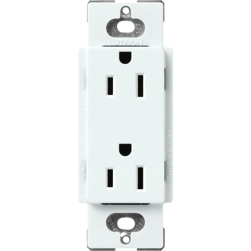 Lutron Claro 15A Duplex Receptacle, Decorator-Style Outlet, Satin Finish, SCR-15-GL, Glacier White