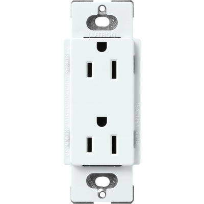 Lutron Claro 15A Duplex Receptacle, Decorator-Style Outlet, Satin Finish, SCR-15-GL, Glacier White