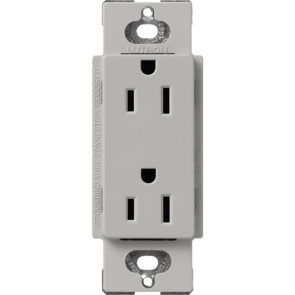 Lutron Claro 15A Duplex Receptacle, Decorator-Style Outlet, Satin Finish, SCR-15-PB, Pebble