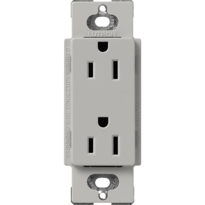 Lutron Claro 15A Duplex Receptacle, Decorator-Style Outlet, Satin Finish, SCR-15-PB, Pebble