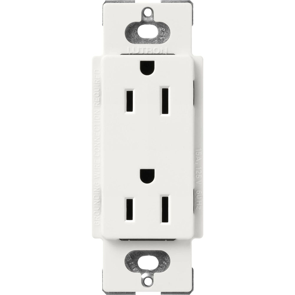 Lutron Claro 15A Duplex Receptacle, Decorator-Style Outlet, Satin Finish, SCR-15-RW, Architectural White