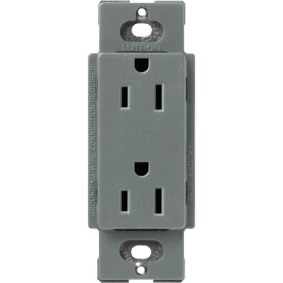 Lutron Claro 15A Duplex Receptacle, Decorator-Style Outlet, Satin Finish, SCR-15-SL, Slate