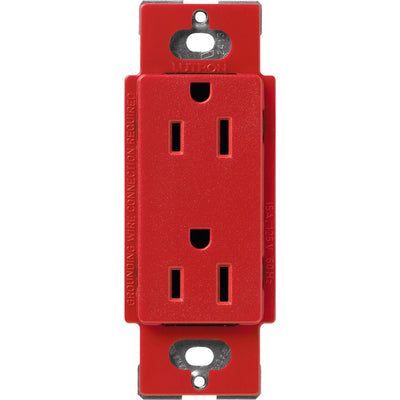 Lutron Claro 15A Duplex Receptacle, Decorator-Style Outlet, Satin Finish, SCR-15-SR, Signal Red
