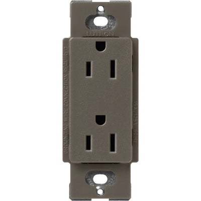 Lutron Claro 15A Duplex Receptacle, Decorator-Style Outlet, Satin Finish, SCR-15-TF, Truffle