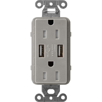 Lutron Claro 15A Tamper Resistant USB-A Duplex Receptacle, Decorator-Style Outlet, Self-Testing, Satin Finish, SCR-15-UBTR-CS, Cobblestone