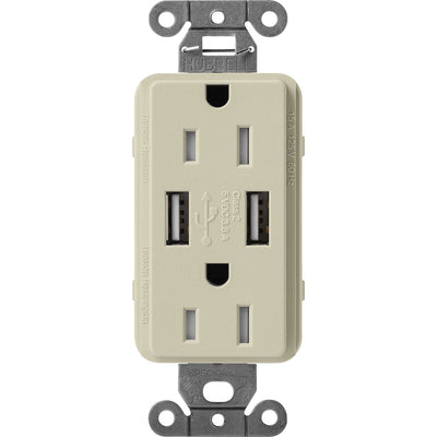 Lutron Claro 15A Tamper Resistant USB-A Duplex Receptacle, Decorator-Style Outlet, Self-Testing, Satin Finish, SCR-15-UBTR-CY,Clay