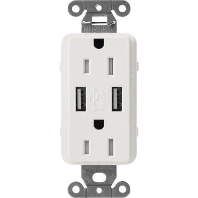 Lutron Claro 15A Tamper Resistant USB-A Duplex Receptacle, Decorator-Style Outlet, Self-Testing, Satin Finish, SCR-15-UBTR-LG, Lunar Gray