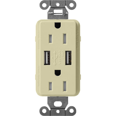 Lutron Claro 15A Tamper Resistant USB-A Duplex Receptacle, Decorator-Style Outlet, Self-Testing, Satin Finish, SCR-15-UBTR-SA,Sage