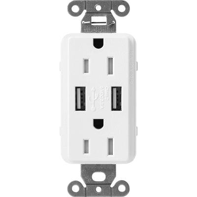 Lutron Claro 15A Tamper Resistant USB-A Duplex Receptacle, Decorator-Style Outlet, Self-Testing, Satin Finish, SCR-15-UBTR-SI, Sienna
