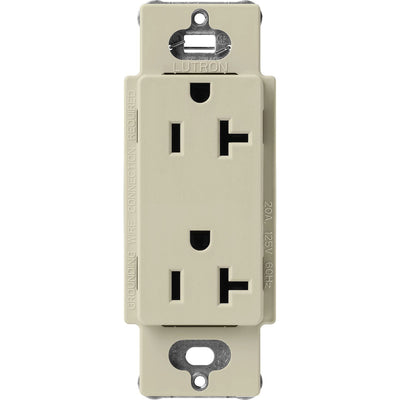 Lutron Claro 20A Duplex Receptacle, Decorator-Style Outlet, Satin Finish, SCR-20-CY, Clay