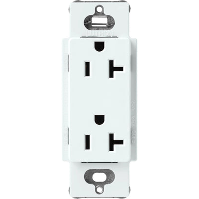 Lutron Claro 20A Duplex Receptacle, Decorator-Style Outlet, Satin Finish, SCR-20-GL, Glacier White