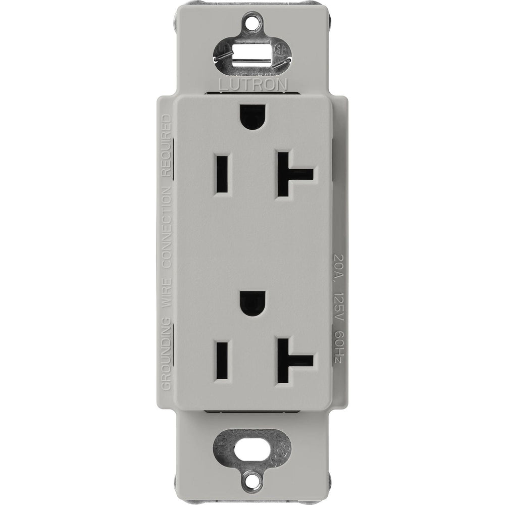 Lutron Claro 20A Duplex Receptacle, Decorator-Style Outlet, Satin Finish, SCR-20-PB, Pebble