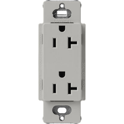Lutron Claro 20A Duplex Receptacle, Decorator-Style Outlet, Satin Finish, SCR-20-PB, Pebble