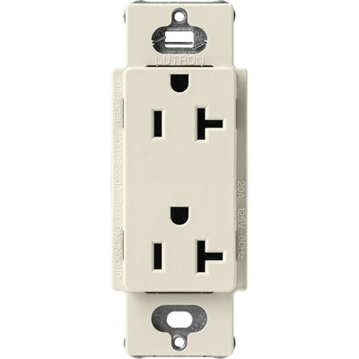 Lutron Claro 20A Duplex Receptacle, Decorator-Style Outlet, Satin Finish, SCR-20-PM, Pumice