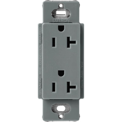 Lutron Claro 20A Duplex Receptacle, Decorator-Style Outlet, Satin Finish, SCR-20-SL, Slate
