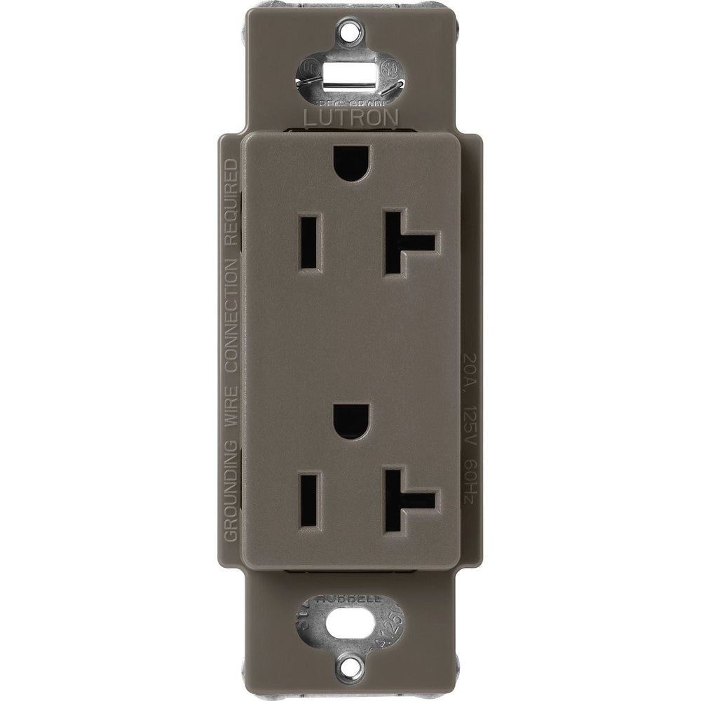 Lutron Claro 20A Duplex Receptacle, Decorator-Style Outlet, Satin Finish, SCR-20-TF, Truffle