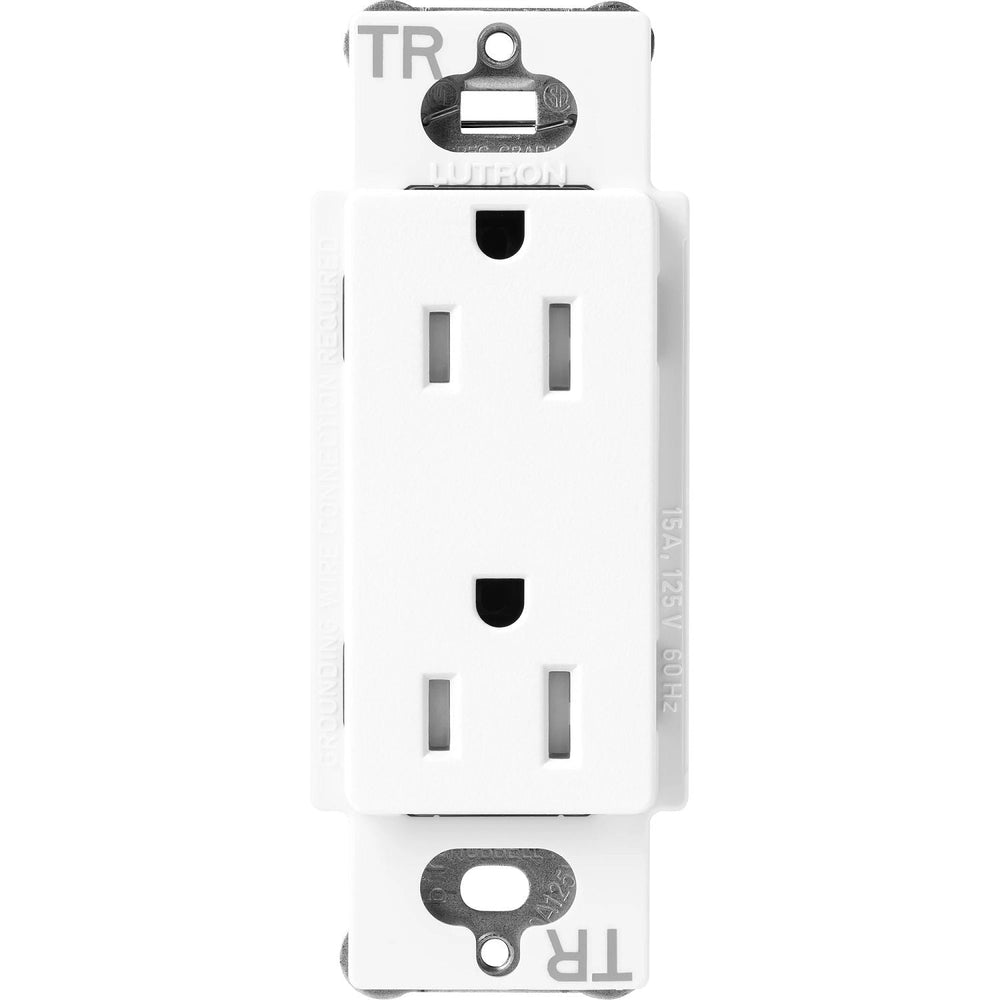 Lutron Claro 15A Tamper-Resistant Duplex Receptacle, Decorator-Style Outlet, Satin Finish, SCRS-15-TR-BW, Brilliant White