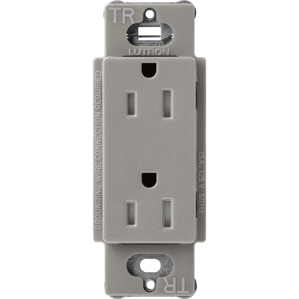 Lutron Claro 15A Tamper-Resistant Duplex Receptacle, Decorator-Style Outlet, Satin Finish, SCRS-15-TR-CS, Cobblestone