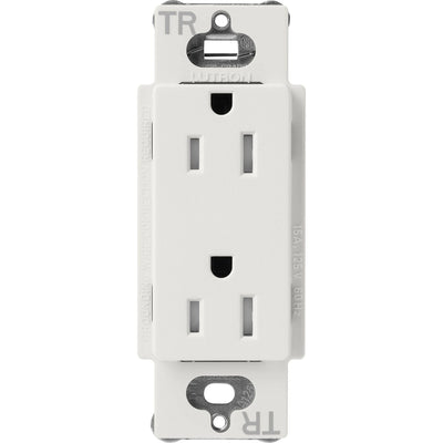 Lutron Claro 15A Tamper-Resistant Duplex Receptacle, Decorator-Style Outlet, Satin Finish, SCRS-15-TR-LG, Lunar Gray
