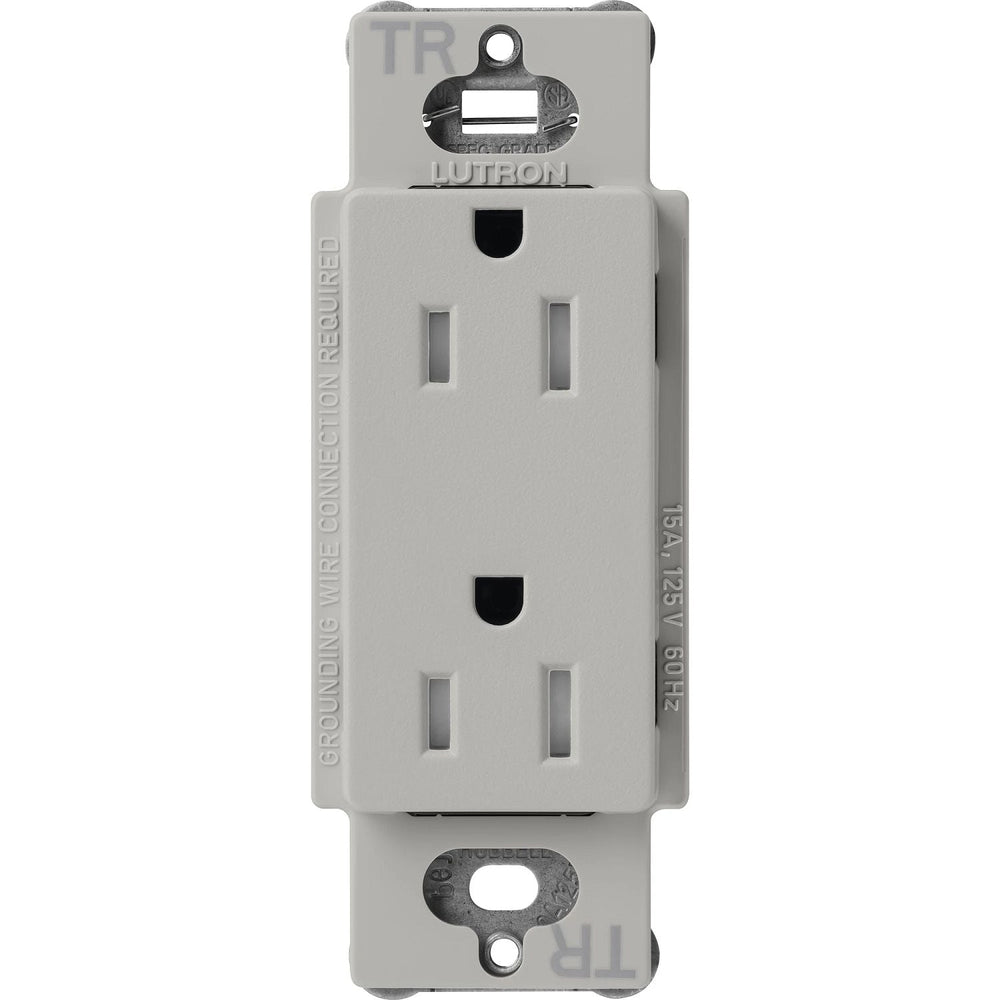Lutron Claro 15A Tamper-Resistant Duplex Receptacle, Decorator-Style Outlet, Satin Finish, SCRS-15-TR-PB, Pebble