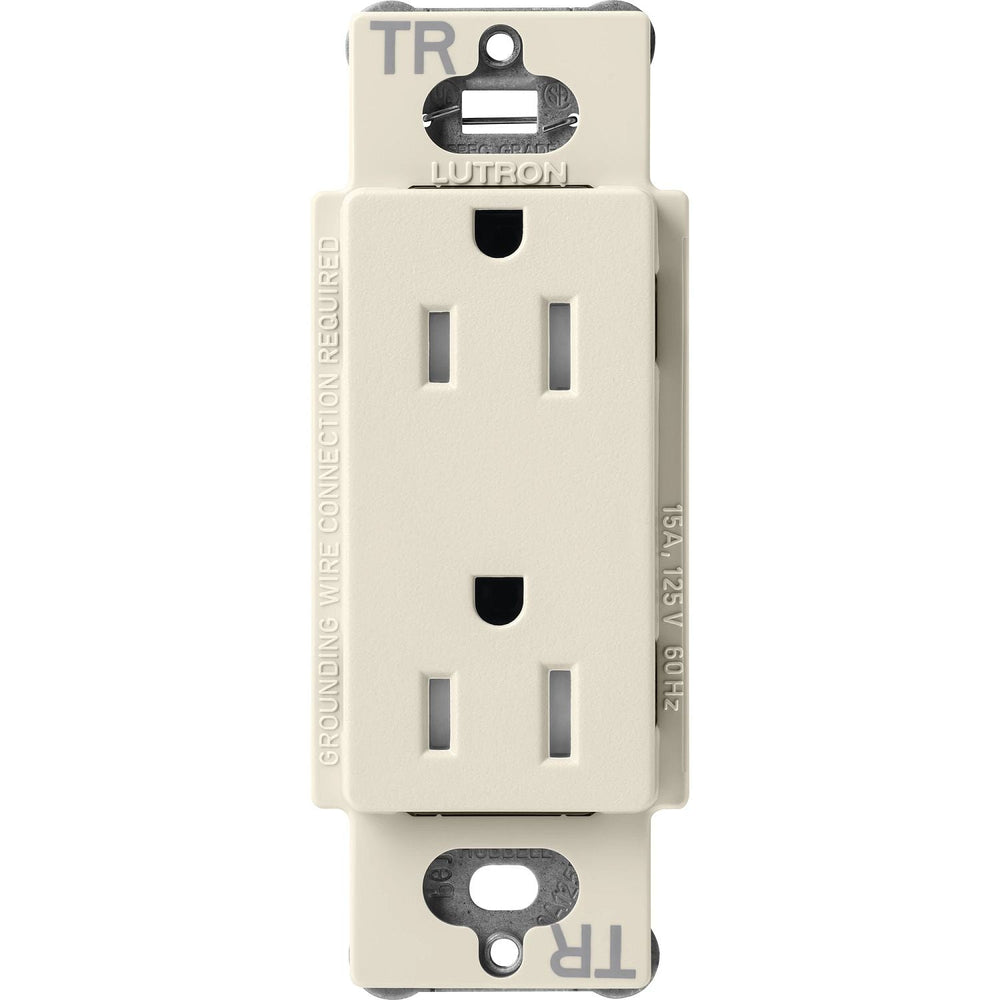 Lutron Claro 15A Tamper-Resistant Duplex Receptacle, Decorator-Style Outlet, Satin Finish, SCRS-15-TR-PM, Pumice