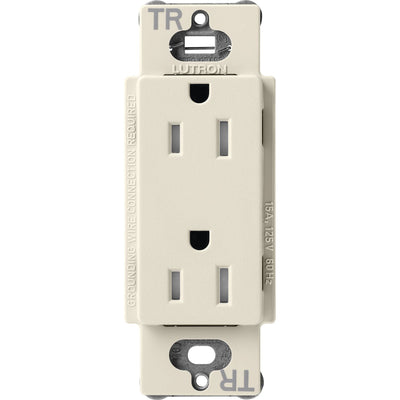 Lutron Claro 15A Tamper-Resistant Duplex Receptacle, Decorator-Style Outlet, Satin Finish, SCRS-15-TR-PM, Pumice