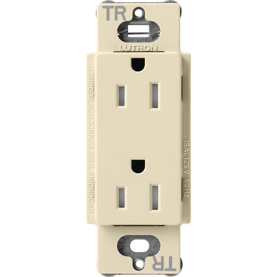 Lutron Claro 15A Tamper-Resistant Duplex Receptacle, Decorator-Style Outlet, Satin Finish, SCRS-15-TR-SD, Sand