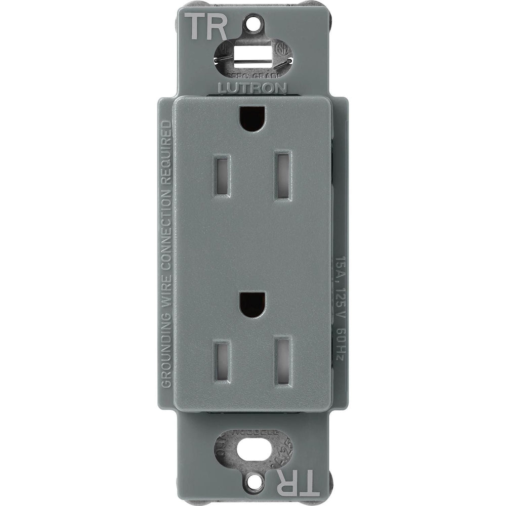 Lutron Claro 15A Tamper-Resistant Duplex Receptacle, Decorator-Style Outlet, Satin Finish, SCRS-15-TR-SL, Slate
