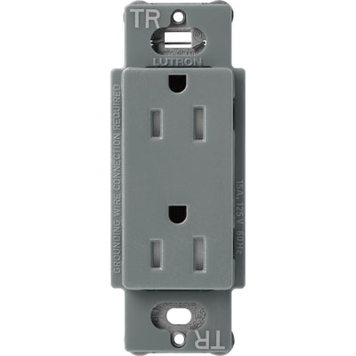 Lutron Claro 15A Tamper-Resistant Duplex Receptacle, Decorator-Style Outlet, Satin Finish, SCRS-15-TR-SL, Slate