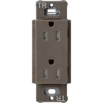 Lutron Claro 15A Tamper-Resistant Duplex Receptacle, Decorator-Style Outlet, Satin Finish, SCRS-15-TR-TF, Truffle