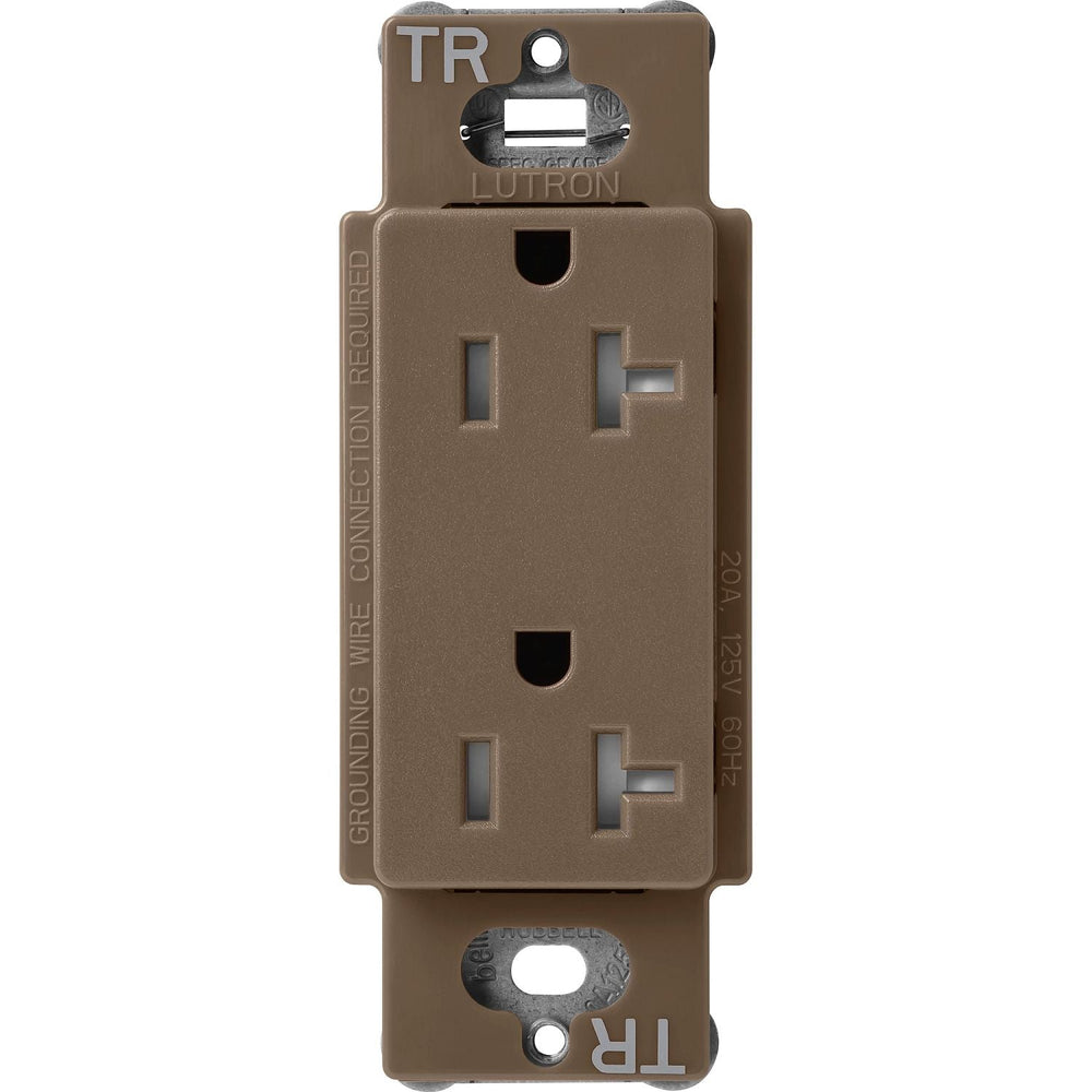 Lutron Claro 20A Tamper-Resistant Duplex Receptacle, Decorator-Style Outlet, Satin Finish, SCRS-20-TR-EP, Espresso
