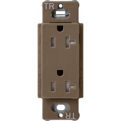 Lutron Claro 20A Tamper-Resistant Duplex Receptacle, Decorator-Style Outlet, Satin Finish, SCRS-20-TR-EP, Espresso