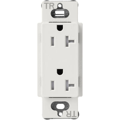 Lutron Claro 20A Tamper-Resistant Duplex Receptacle, Decorator-Style Outlet, Satin Finish, SCRS-20-TR-LG, Lunar Gray