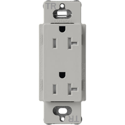 Lutron Claro 20A Tamper-Resistant Duplex Receptacle, Decorator-Style Outlet, Satin Finish, SCRS-20-TR-PB, Pebble