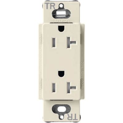 Lutron Claro 20A Tamper-Resistant Duplex Receptacle, Decorator-Style Outlet, Satin Finish, SCRS-20-TR-PM, Pumice