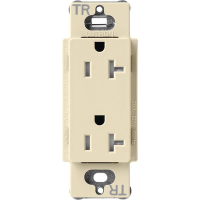 Lutron Claro 20A Tamper-Resistant Duplex Receptacle, Decorator-Style Outlet, Satin Finish, SCRS-20-TR-SD, Sand