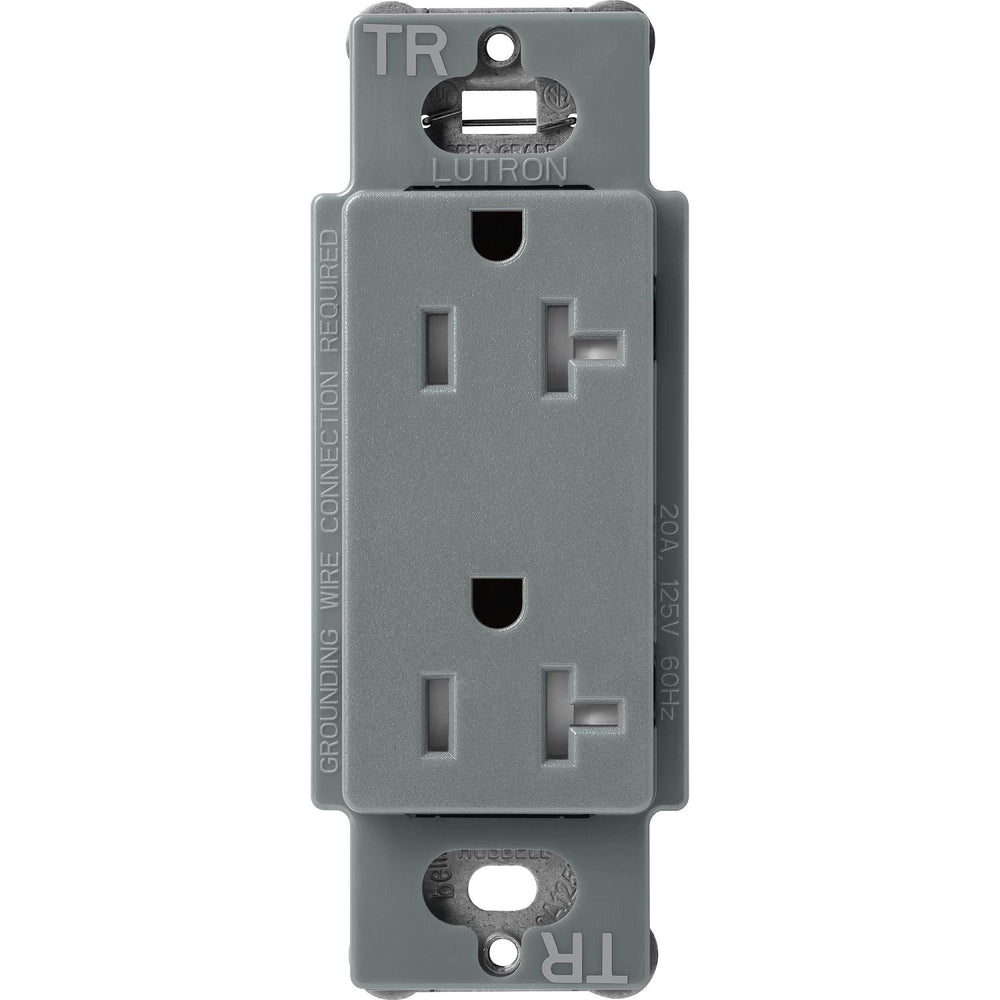 Lutron Claro 20A Tamper-Resistant Duplex Receptacle, Decorator-Style Outlet, Satin Finish, SCRS-20-TR-SL, Slate