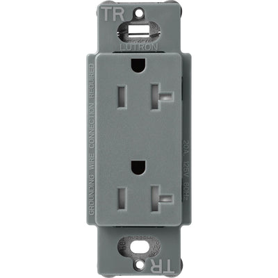 Lutron Claro 20A Tamper-Resistant Duplex Receptacle, Decorator-Style Outlet, Satin Finish, SCRS-20-TR-SL, Slate