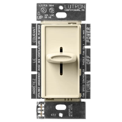 Lutron Skylark Quiet 3-Speed Fan Control, No Neutral Required, 1.5A 3-Speed Ceiling Fan, 120V, Single Pole/3-Way, SFSQ-FH-AL, Almond