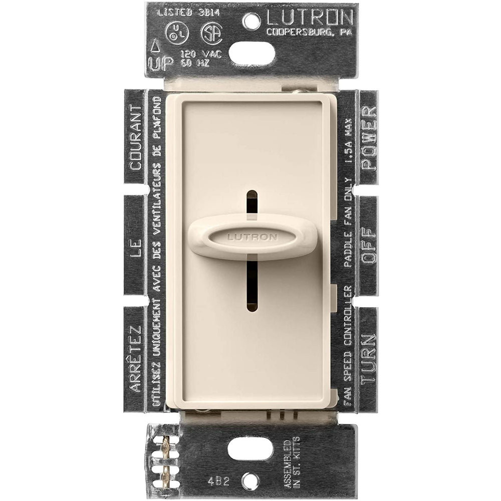 Lutron Skylark Quiet 3-Speed Fan Control, No Neutral Required, 1.5A 3-Speed Ceiling Fan, 120V, Single Pole/3-Way, SFSQ-FH-LA, Light Almond