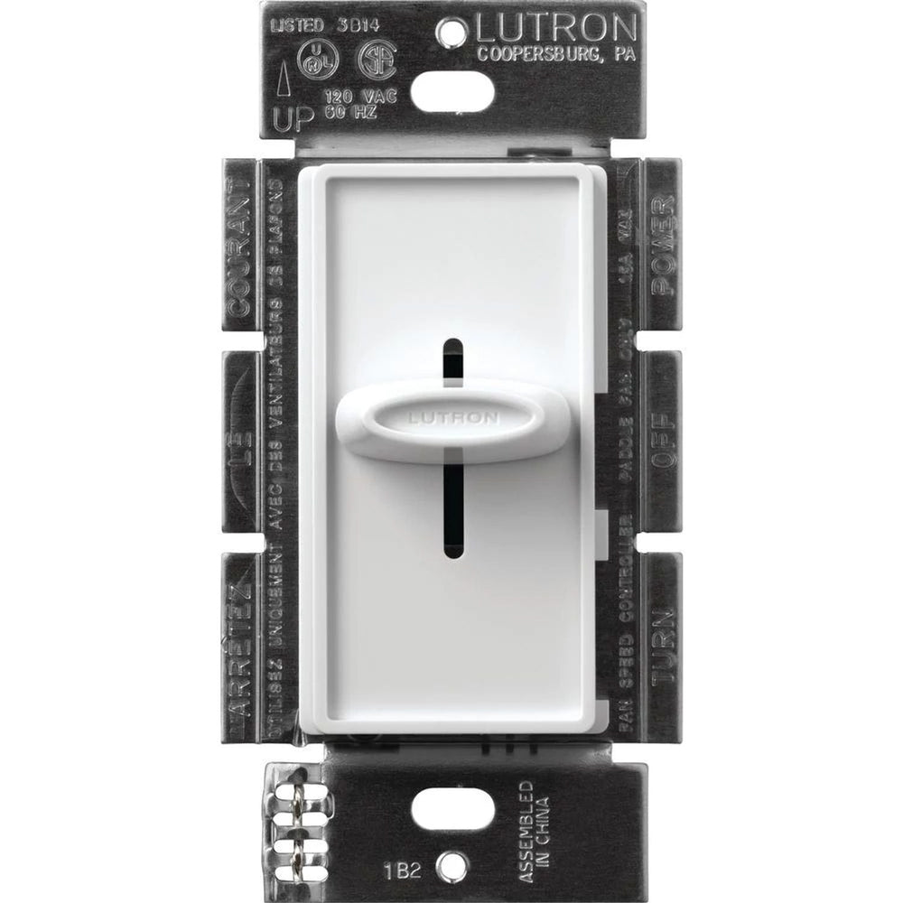 Lutron Skylark Quiet 3-Speed Fan Control, No Neutral Required, 1.5A 3-Speed Ceiling Fan, 120V, Single Pole/3-Way, SFSQ-FH-WH, White