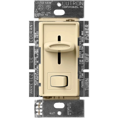 Lutron Skylark Dual Fan/Light Control, 1.5A Fan and 300W Incandescent/Halogen Light, 120V, Single Pole, SFSQ-LFH-IV, Ivory, Clamshell Packaging