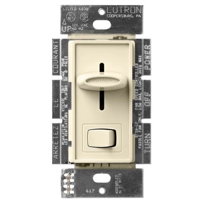 Lutron Skylark Dual Fan/Light Control, 1.5A Fan and 300W Incandescent/Halogen Light, 120V, Single Pole, SFSQ-LFH-AL, Almond, Clamshell Packaging
