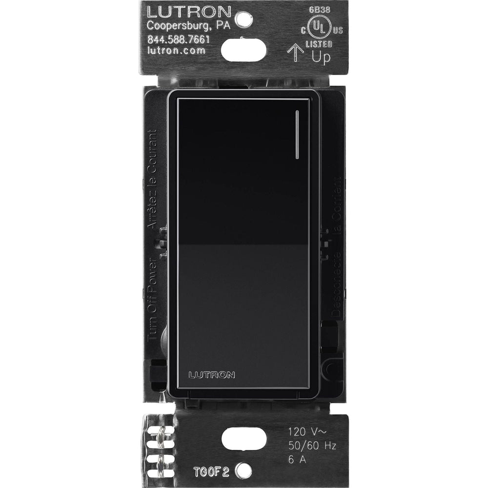 Lutron Sunnata On/Off Switch, 6A Lighting or 3A 1/10HP Motor, Single Pole/Multi-Location, ST-6ANS-BL, Black