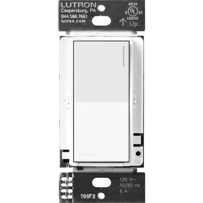 Lutron Sunnata On/Off Switch, 6A Lighting or 3A 1/10HP Motor, Single Pole/Multi-Location, ST-6ANS-BW, Brilliant White