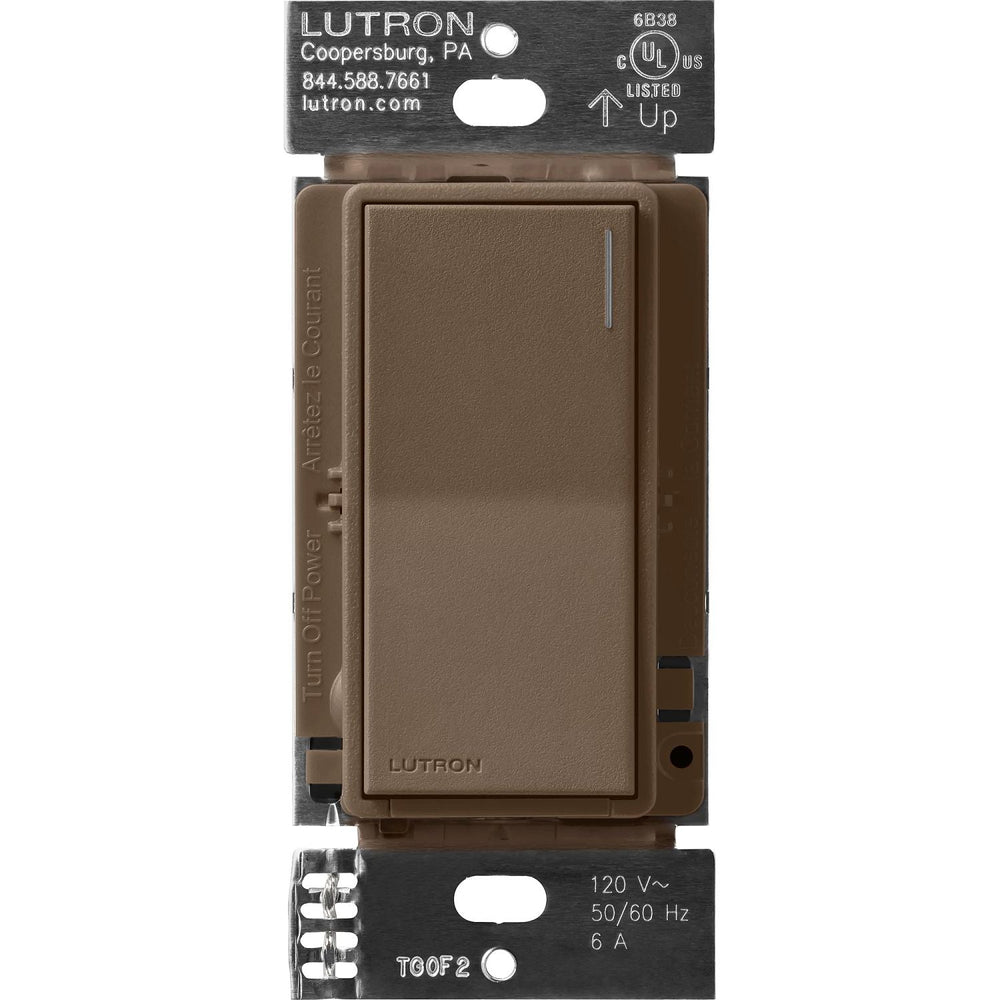 Lutron Sunnata On/Off Switch, 6A Lighting or 3A 1/10HP Motor, Single Pole/Multi-Location, ST-6ANS-EP, Espresso